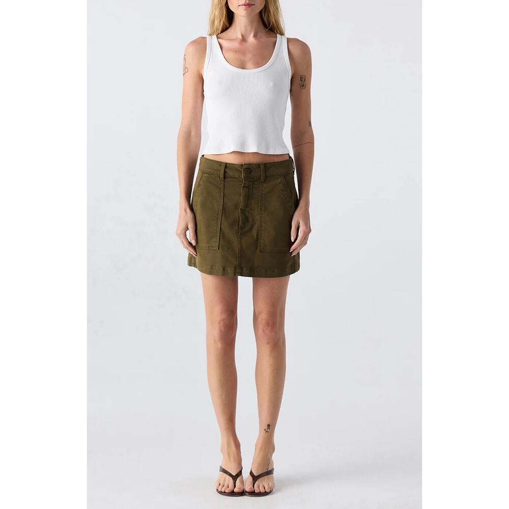 AMO Skirt Easy Slouch Reseda Army Green Utility Mini Cargo Relaxed Low NWT 29